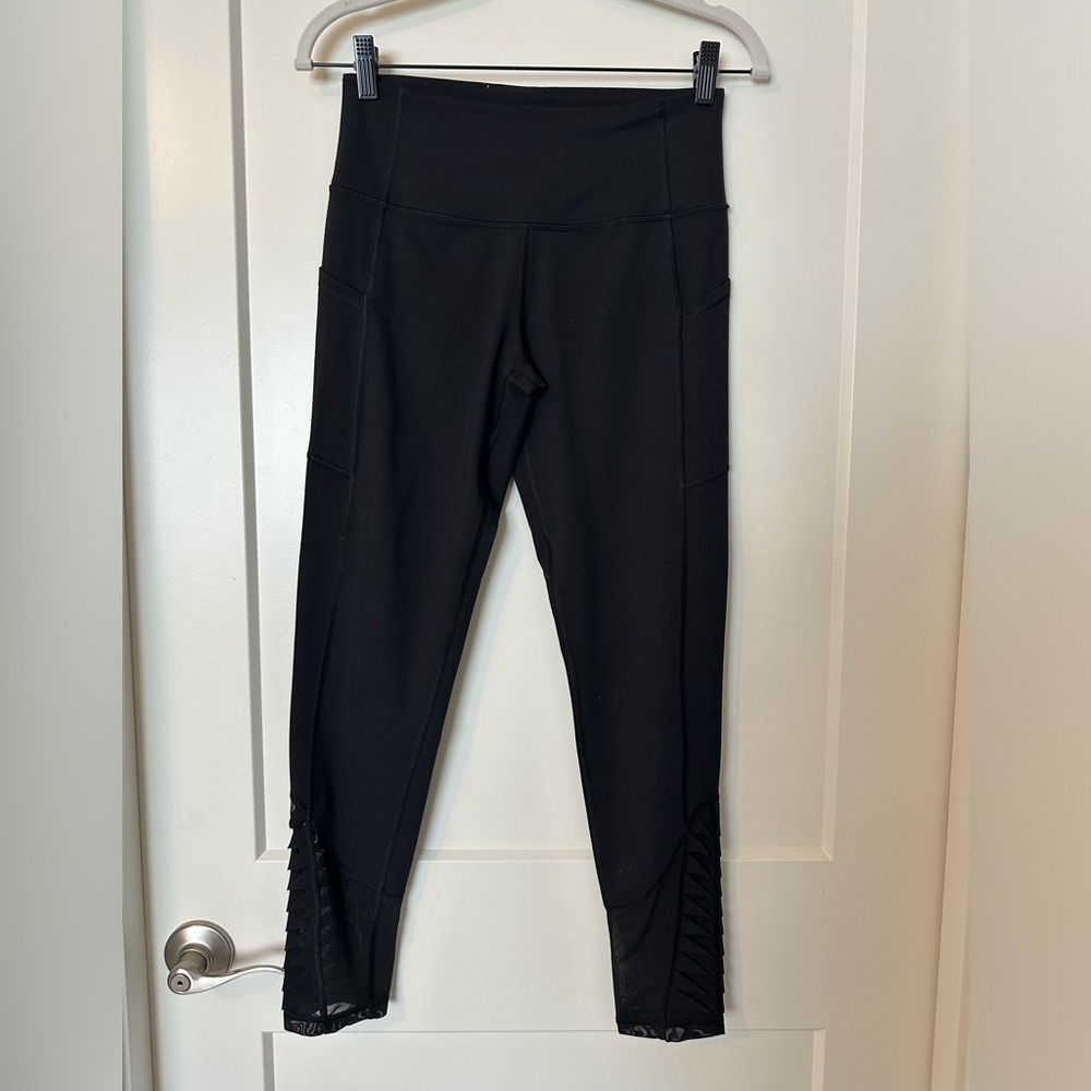 VSX Black Leggings with ankle mesh detail